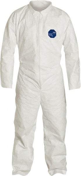 Dupont - Size XL Film Laminate General Purpose Coveralls - White, Zipper Closure, Open Cuffs, Open Ankles, Serged Seams - USA Tool & Supply
