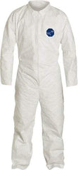 Dupont - Size XL Film Laminate General Purpose Coveralls - White, Zipper Closure, Open Cuffs, Open Ankles, Serged Seams - USA Tool & Supply