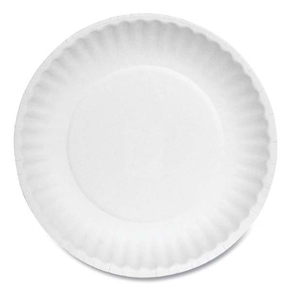 AJM Packaging Corporation - Paper Plates, 6" Diam, White, Bulk Pack, 1000/Carton - USA Tool & Supply