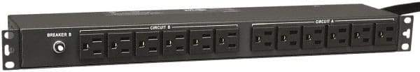 Tripp-Lite - 24 Outlets, 120 VAC30 Amps, 15' Cord, Power Outlet Strip - Rack Mount, 5-15/20R NEMA Configuration, 19" Strip - USA Tool & Supply