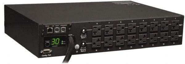 Tripp-Lite - 16 Outlets, 120 VAC30 Amps, 10' Cord, Power Outlet Strip - Rack Mount, 5-15/20R NEMA Configuration, 19" Strip - USA Tool & Supply