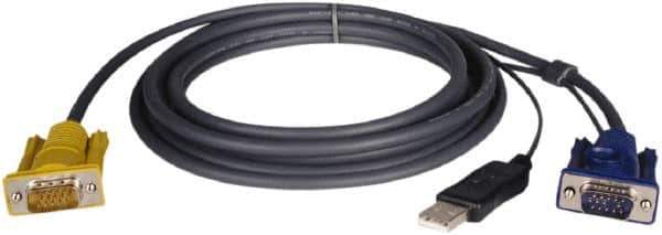 Tripp-Lite - 19' Long, HD15, HD15/USB A Computer Cable - Black, Male x Male x Male - USA Tool & Supply