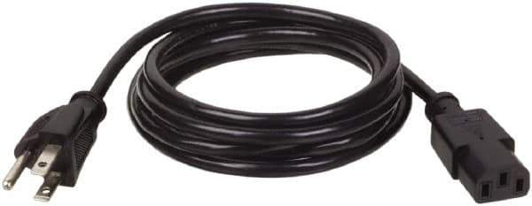 Tripp-Lite - 10', 18/3 Gauge/Conductors, Black Indoor Replacement Cord - 0 Receptacles, 10 Amps, 120 VAC, UL SJT, NEMA 5-15P - USA Tool & Supply