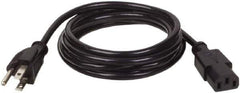Tripp-Lite - 10', 18/3 Gauge/Conductors, Black Indoor Replacement Cord - 0 Receptacles, 10 Amps, 120 VAC, UL SJT, NEMA 5-15P - USA Tool & Supply