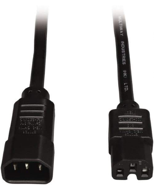 Tripp-Lite - 6', 14/3 Gauge/Conductors, Black Indoor Replacement Cord - 0 Receptacles, 15 Amps, 120 VAC, UL SJT, NEMA IEC-320 - USA Tool & Supply