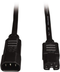 Tripp-Lite - 3', 14/3 Gauge/Conductors, Black Indoor Replacement Cord - 0 Receptacles, 15 Amps, 120 VAC, UL SJT, NEMA IEC-320 - USA Tool & Supply