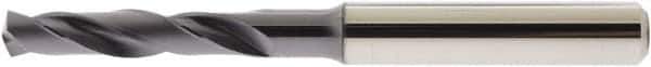 Accupro - 7/32" 140° Spiral Flute Solid Carbide Screw Machine Drill Bit - AlTiN Finish, Right Hand Cut, 28mm Flute Length, 66mm OAL, Straight Shank - USA Tool & Supply
