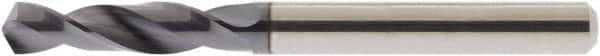 Accupro - 19/64" 118° Spiral Flute Solid Carbide Screw Machine Drill Bit - AlTiN Finish, Right Hand Cut, 37mm Flute Length, 79mm OAL, Straight Shank - USA Tool & Supply