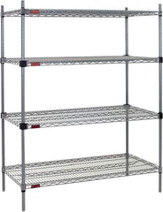 Eagle MHC - 4 Shelf Eagle MHC Wire Shelving - Starter Unit - 60" Wide x 18" Deep x 74" High, - USA Tool & Supply