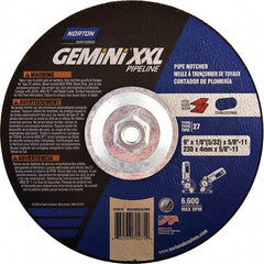 Norton - 30 Grit, 9" Wheel Diam, 1/8" Wheel Thickness, Type 27 Depressed Center Wheel - Extra Coarse Grade, Aluminum Oxide, 6,600 Max RPM - USA Tool & Supply