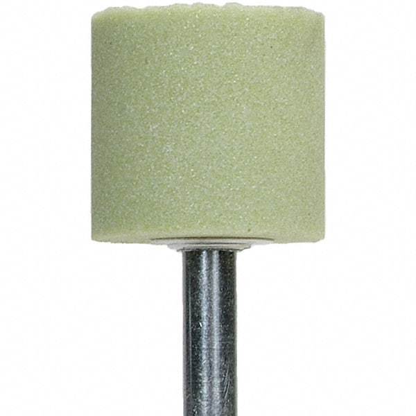 Norton - 2" Head Diam x 1/2" Thickness, W189, Cylinder End, Ceramic Mounted Point - Green, Extra Coarse Grade, 36 Grit, 24,000 RPM - USA Tool & Supply