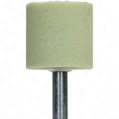 Norton - 1-1/4" Head Diam x 3/8" Thickness, W179, Cylinder End, Ceramic Mounted Point - Green, Extra Coarse Grade, 36 Grit, 20,415 RPM - USA Tool & Supply