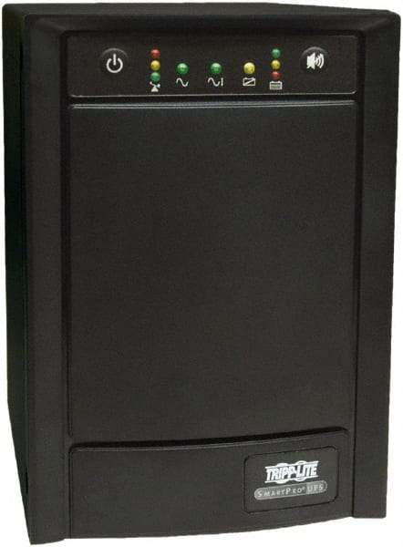 Tripp-Lite - 15 Amp, 1,050 VA, Tower Mount Line Interactive Backup Uninterruptible Power Supply - Backup 7 min with Full Load & 19 min with Half Load, 230 Volt Input & Output, 650 Watt Output, 1 Phases, 6 Outlets - USA Tool & Supply