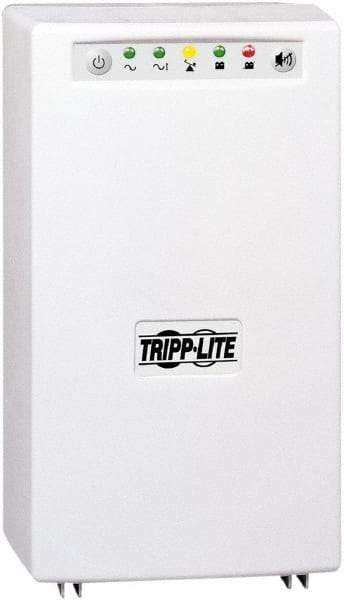 Tripp-Lite - 15 Amp, 1,200 VA, Tower Mount Line Interactive Backup Uninterruptible Power Supply - Backup 4 min with Full Load & 12 min with Half Load, 230 Volt Input & Output, 750 Watt Output, 1 Phases, 6 Outlets - USA Tool & Supply