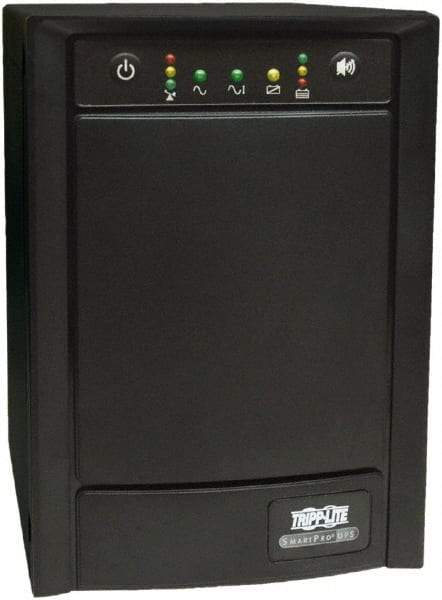 Tripp-Lite - 15 Amp, 1,050 VA, Tower Mount Line Interactive Backup Uninterruptible Power Supply - Backup 7 min with Full Load & 19 min with Half Load, 120 VAC Input & Output, 650 Watt Output, 1 Phases, 6 Outlets - USA Tool & Supply
