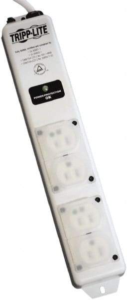 Tripp-Lite - 4 Outlets, 120 VAC15 Amps, 15' Cord, Power Outlet Strip - Floor, Keyhole Mount, 5-15 NEMA Configuration, 2-1/2" Strip - USA Tool & Supply