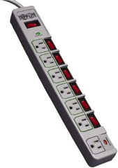 Tripp-Lite - 7 Outlets, 120 VAC15 Amps, 8' Cord, Power Outlet Strip - Floor, Keyhole Mount, 5-15 NEMA Configuration, 15" Strip - USA Tool & Supply