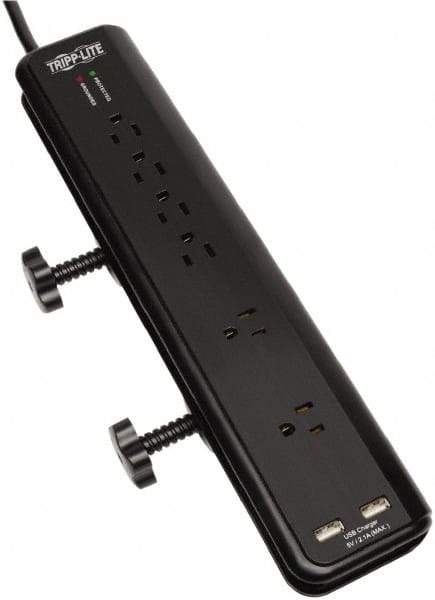 Tripp-Lite - 6 Outlets, 120 VAC15 Amps, 6' Cord, Power Outlet Strip - Floor, Keyhole Mount, 5-15 NEMA Configuration, 2-1/2" Strip - USA Tool & Supply