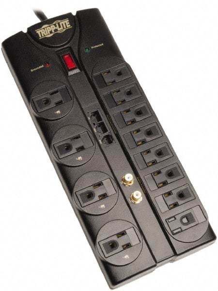 Tripp-Lite - 12 Outlets, 120 VAC15 Amps, 8' Cord, Power Outlet Strip - Floor, Keyhole Mount, 5-15 NEMA Configuration, 12.04" Strip - USA Tool & Supply