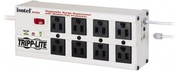 Tripp-Lite - 8 Outlets, 120 VAC15 Amps, 10' Cord, Power Outlet Strip - Floor, Keyhole Mount, 5-15 NEMA Configuration, 3-1/2" Strip - USA Tool & Supply