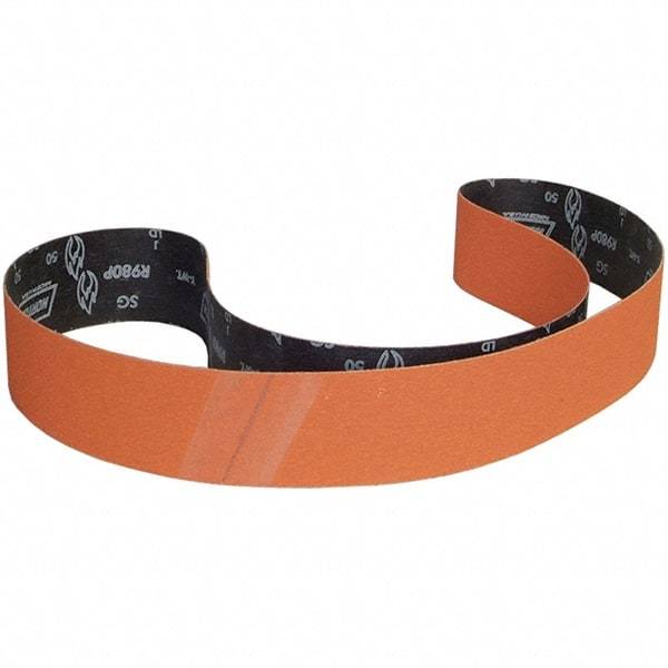 Norton - 4" Wide x 132" OAL, 36 Grit, Ceramic Abrasive Belt - Ceramic, Coated, Y Weighted Cloth Backing - USA Tool & Supply
