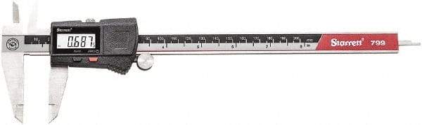 Starrett - 0 to 6" Range 0.0005" Resolution, Electronic Caliper - Stainless Steel with 1-1/2" Stainless Steel Jaws, RS232 Output - USA Tool & Supply
