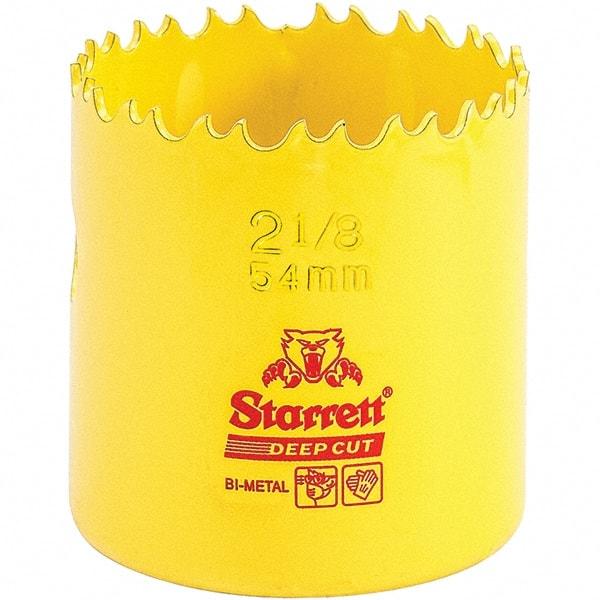 Starrett - 2-1/8" Diam, 2" Cutting Depth, Hole Saw - High Speed Steel Saw, Toothed Edge - USA Tool & Supply