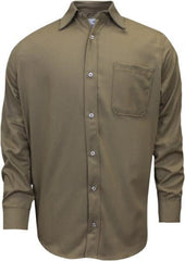 National Safety Apparel - Size 3XL Khaki Flame Resistant/Retardant Long Sleeve Button Down Shirt - Exact Industrial Supply