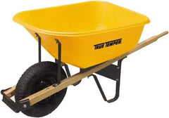 True Temper - 6 Cu Ft Capacity Wheelbarrow with 16" Pneumatic Wheel - Hardwood Handle, 60" Long x 30" Wide x 27" High, Yellow - USA Tool & Supply