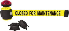 Banner Stakes - 7" High x 30' Long x 2" Wide Magnetic Wall Mount Barrier - Plastic & Polyester, Matte Finish, Yellow, Used As Is - USA Tool & Supply