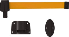 Banner Stakes - 6.61" High x 15' Long x 2" Wide Wall Mount Barrier - Plastic & Polyester, Matte Finish, Orange, Used As Is - USA Tool & Supply