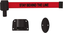 Banner Stakes - 6.61" High x 15' Long x 2" Wide Wall Mount Barrier - Plastic & Polyester, Matte Finish, Red, Used As Is - USA Tool & Supply