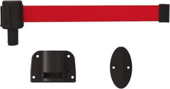 Banner Stakes - 6.61" High x 15' Long x 2" Wide Wall Mount Barrier - Plastic & Polyester, Matte Finish, Red, Used As Is - USA Tool & Supply