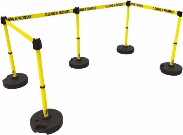 Banner Stakes - 42" High Plastic Pedestrian Barrier - 15' Long Rope - USA Tool & Supply