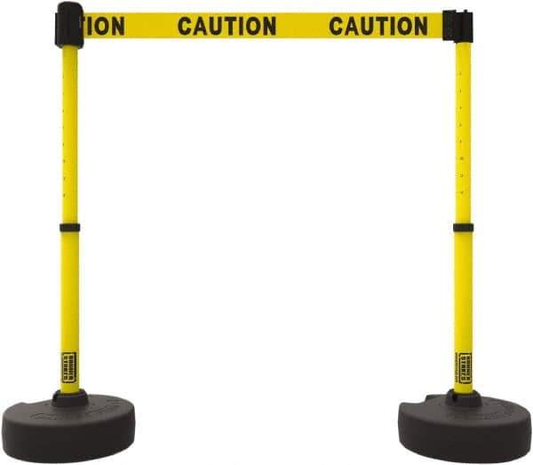 Banner Stakes - 42" High Plastic Pedestrian Barrier - 15' Long Rope - USA Tool & Supply