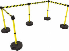 Banner Stakes - 42" High Plastic Pedestrian Barrier - 15' Long Rope - USA Tool & Supply