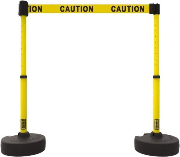 Banner Stakes - 42" High Plastic Pedestrian Barrier - 15' Long Rope - USA Tool & Supply