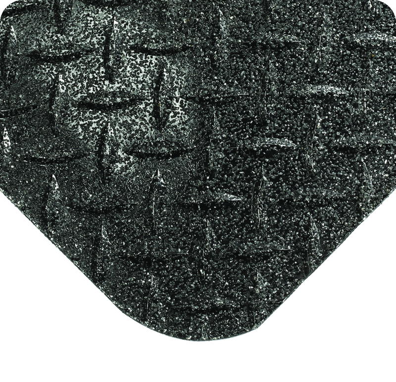 Diamond Plate with GritWorks Floor Mat - 3' x 5' x 9/16" Thick - (Black Diamond Plate Sponge Cote Coating) - USA Tool & Supply