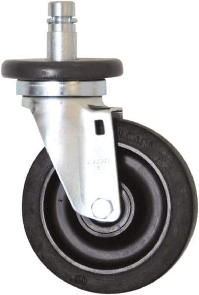 Eagle MHC - 5" Diam x 1-1/4" Wide x 8-1/4" OAH Stem Mount Swivel Caster - Rubber, 300 Lb Capacity, Plain Bearing, 1" Round Stem - USA Tool & Supply