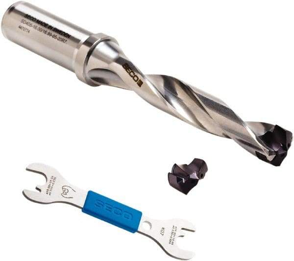 Seco - 19 to 20mm Diam, 3xD, 50mm Max Depth, 3/4" Shank Diam, 142mm OAL, Replaceable Tip Drill - SD400 Insert, 19.844 Seat Size, SD403 Toolholder, Series Crownloc Plus - USA Tool & Supply