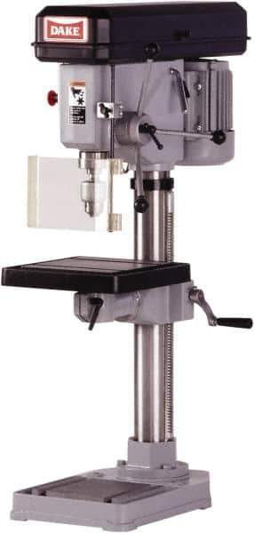 Dake - 14-1/8" Swing, Step Pulley Drill Press - 9 Speed, 1/2 hp, Single Phase - USA Tool & Supply