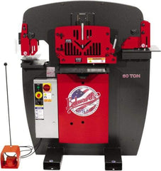 Edwards Manufacturing - 8-7/8" Throat Depth, 60 Ton Punch Pressure, 1-1/16" in 5/8" Punch Capacity Ironworker - 5 hp, 3 Phase, 460 Volts, 46-1/8" Wide x 56-1/8" High x 36-1/8" Deep - USA Tool & Supply