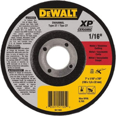 DeWALT - 7" Wheel Diam, 1/16" Wheel Thickness, 7/8" Arbor Hole, Type 27 Depressed Center Wheel - Fine/Coarse Grade, Ceramic, 8,700 Max RPM - USA Tool & Supply