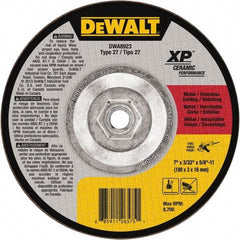 DeWALT - 7" Wheel Diam, 3/32" Wheel Thickness, 5/8" Arbor Hole, Type 27 Depressed Center Wheel - Fine/Coarse Grade, Ceramic, 8,700 Max RPM - USA Tool & Supply