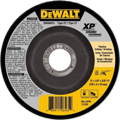DeWALT - 5" Wheel Diam, 1/8" Wheel Thickness, 5/8" Arbor Hole, Type 27 Depressed Center Wheel - Fine/Coarse Grade, Ceramic, 12,200 Max RPM - USA Tool & Supply