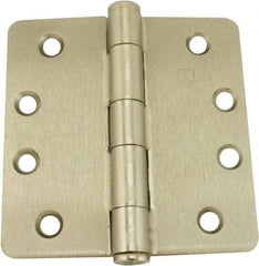 Hager - 4" Wide x 4" High 1/4 Radius Residential Hinge - Round Edge, Steel, Satin Nickel Finish - USA Tool & Supply