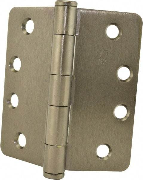 Hager - 4" Wide x 4" High 1/4 Radius Residential Hinge - Round Edge, Steel, Black Nickel Finish - USA Tool & Supply