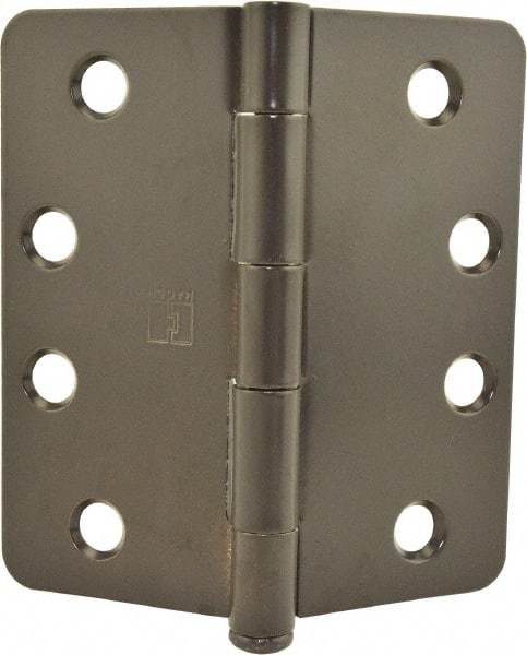 Hager - 4" Wide x 4" High 1/4 Radius Residential Hinge - Round Edge, Steel, Dark Bronze Finish - USA Tool & Supply