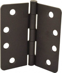 Hager - 4" Wide x 4" High 1/4 Radius Residential Hinge - Round Edge, Steel, Flat Black Finish - USA Tool & Supply