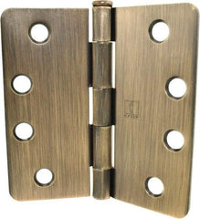 Hager - 4" Wide x 4" High 1/4 Radius Residential Hinge - Round Edge, Steel, Antique Bronze Finish - USA Tool & Supply